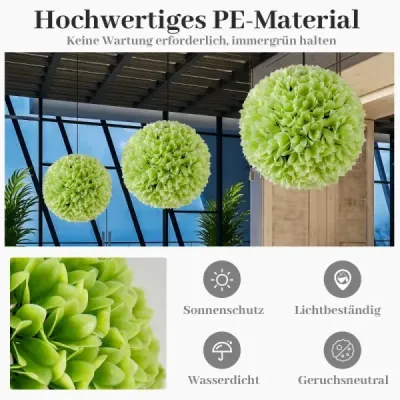 2 gule zo zimostrázu odolné voči UV žiareniu dekoratívne gule topiary umelá rastlina dekoratívna rastlina Ø28 cm zelená