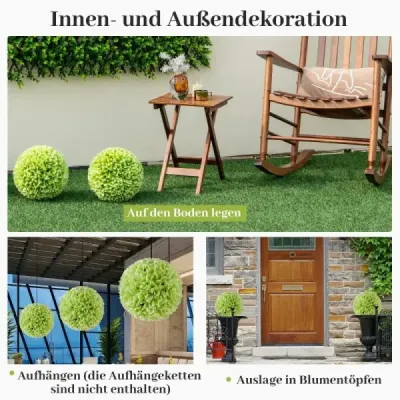 2 gule zo zimostrázu odolné voči UV žiareniu dekoratívne gule topiary umelá rastlina dekoratívna rastlina Ø28 cm zelená