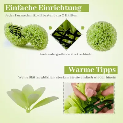 2 gule zo zimostrázu odolné voči UV žiareniu dekoratívne gule topiary umelá rastlina dekoratívna rastlina Ø28 cm zelená