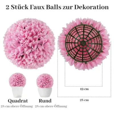 2 gule zo zimostrázu odolné voči UV žiareniu dekoratívne gule topiary umelá rastlina dekoratívna rastlina Ø28 cm ružová