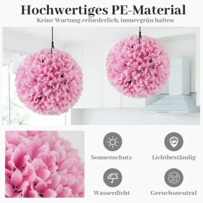 2 gule zo zimostrázu odolné voči UV žiareniu dekoratívne gule topiary umelá rastlina dekoratívna rastlina Ø28 cm ružová