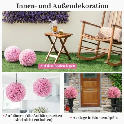2 gule zo zimostrázu odolné voči UV žiareniu dekoratívne gule topiary umelá rastlina dekoratívna rastlina Ø28 cm ružová