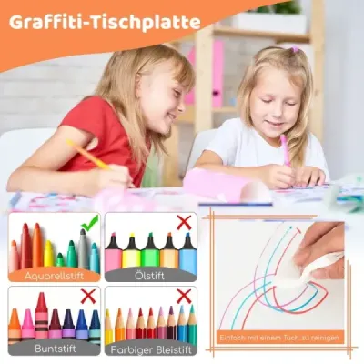 Detský stôl so 4 stoličkami s grafity Výškovo nastaviteľná detská sedacia súprava Príroda