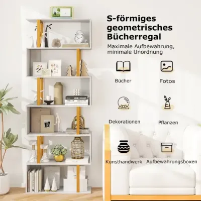 Knižnica v tvare písmena S so 6 úrovňami Stojaca knižnica Rozdeľovač izieb Úložný regál 70 x 24 x 189 cm Knižnica v tvare písmena S so 6 úrovňami Stojaca knižnica Rozdeľovač izieb Úložný regál 70 x 24 x 189 cm