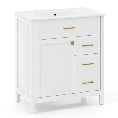 Kúpeľňový umývadlový nábytok s umývadlom a 2 zásuvkami a 2 dvierkovou kúpeľňovou skrinkou