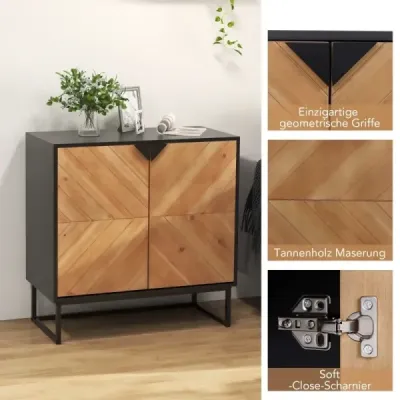 Príborník s 2 dvierkami Kuchynská skrinka s policou Bufetová skrinka moderná s kovovými nohami 80 x 40 x 80 cm Čierna
