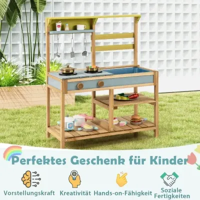 Premeňte čas hry na kulinárske dobrodružstvo s našou Mud Kitchen! Táto bahenná kuchynka je vyrobená z kvalitného smrekového drev Premeňte čas hry na kulinárske dobrodružstvo s našou Mud Kitchen! Táto bahenná kuchynka je vyrobená z kvalitného smrekového drev