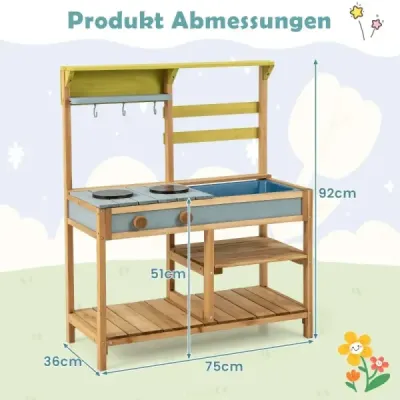 Premeňte čas hry na kulinárske dobrodružstvo s našou Mud Kitchen! Táto bahenná kuchynka je vyrobená z kvalitného smrekového drev Premeňte čas hry na kulinárske dobrodružstvo s našou Mud Kitchen! Táto bahenná kuchynka je vyrobená z kvalitného smrekového drev