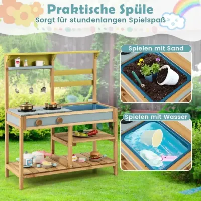 Premeňte čas hry na kulinárske dobrodružstvo s našou Mud Kitchen! Táto bahenná kuchynka je vyrobená z kvalitného smrekového drev Premeňte čas hry na kulinárske dobrodružstvo s našou Mud Kitchen! Táto bahenná kuchynka je vyrobená z kvalitného smrekového drev