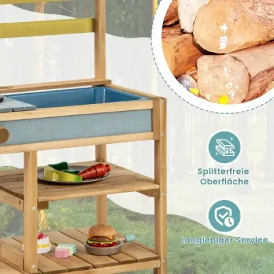 Premeňte čas hry na kulinárske dobrodružstvo s našou Mud Kitchen! Táto bahenná kuchynka je vyrobená z kvalitného smrekového drev Premeňte čas hry na kulinárske dobrodružstvo s našou Mud Kitchen! Táto bahenná kuchynka je vyrobená z kvalitného smrekového drev