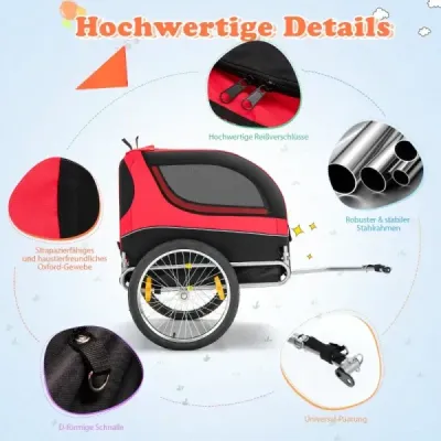 Príves pre psa za bicykel Príves pre psa za bicykel 40 kg Nosnosť červená