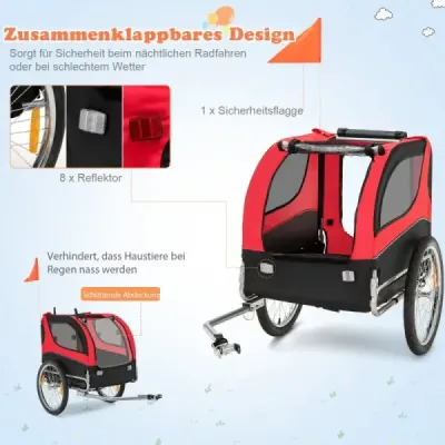 Príves pre psa za bicykel Príves pre psa za bicykel 40 kg Nosnosť červená