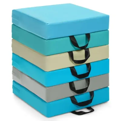 Sada 6 ks vankúšov na detskú stoličku s rukoväťou na podlahu so zapínaním na štvorec svetlomodrej farby