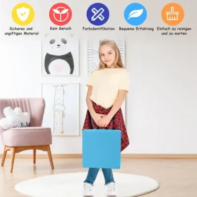 Sada 6 ks vankúšov na detskú stoličku s rukoväťou na podlahu so zapínaním na štvorec svetlomodrej farby