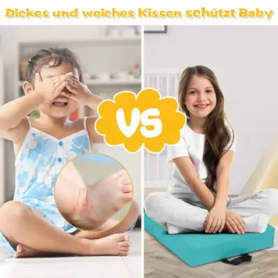 Sada 6 ks vankúšov na detskú stoličku s rukoväťou na podlahu so zapínaním na štvorec svetlomodrej farby