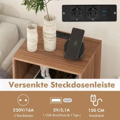 Stojan na gramofón s nabíjacou stanicou 3-poschodový stojan na platne 48 x 40 x 88 cm orech Stojan na gramofón s nabíjacou stanicou 3-poschodový stojan na platne 48 x 40 x 88 cm orech