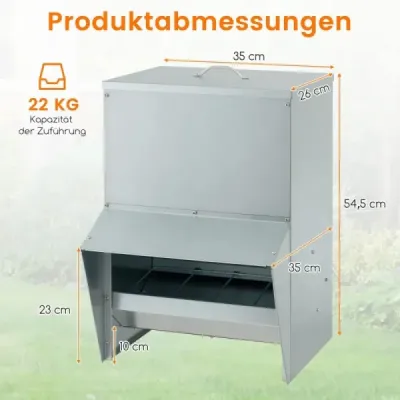 Pozinkované kŕmidlo pre kurčatá s kapacitou 22 kg Nástenné automatické kŕmidlo pre hydinu s vekom Pozinkované kŕmidlo pre kurčatá s kapacitou 22 kg Nástenné automatické kŕmidlo pre hydinu s vekom