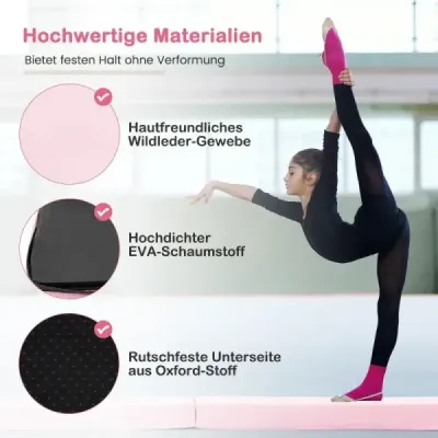 210 cm kladina gymnastická kladina skladacia gymnastická kladina protišmyková kladina do 73 kg ružová