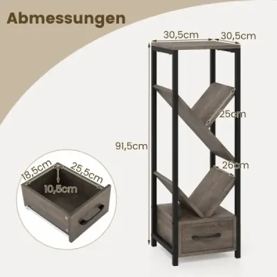 Knižnica v tvare stromu so zásuvkou a kovovým rámom 4 úrovne Stojaca polica Kancelárska polica Knižnica v tvare stromu so zásuvkou a kovovým rámom 4 úrovne Stojaca polica Kancelárska polica