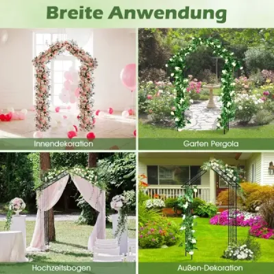 Ružový oblúk kovový záhradný oblúk na popínavé rastliny Trellisový oblúk na svadobnú párty na dvore 140 x 40 x 223 cm Čierny