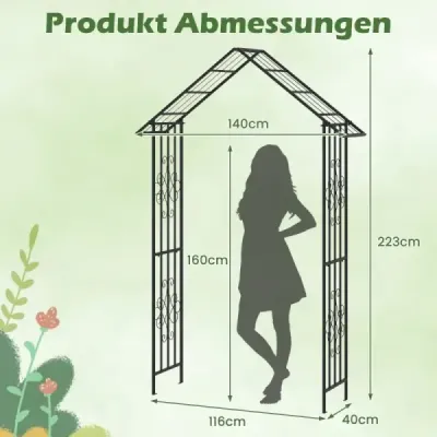 Ružový oblúk kovový záhradný oblúk na popínavé rastliny Trellisový oblúk na svadobnú párty na dvore 140 x 40 x 223 cm Čierny