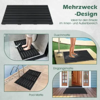 Podlahový prvok pre solárnu sprchu WPC podlahová doska pre záhradnú sprchu 100 x 60 x 2,5 cm čierna