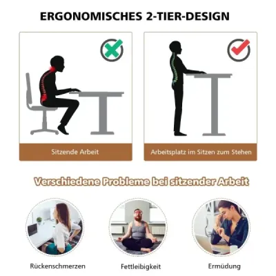 Mobilný stojanový stôl výškovo nastaviteľný sedací stôl čierny + orech