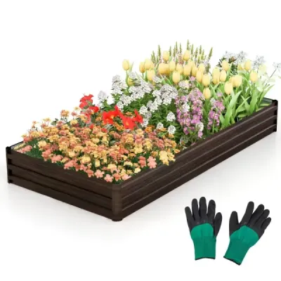 Kovový vyvýšený záhon s vystuženou konzolou a bylinkovým záhonom s otvorenou základňou 240 x 120 x 30 cm