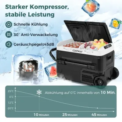 12V chladnička do auta s 2 chladiacimi zónami 40L prenosná mraznička s kompresorom (-20℃~20℃)