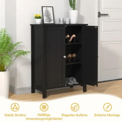 Kúpeľňová skrinka Bočná skrinka s dvojitými dverami a nastaviteľnou policou Komoda Čierna