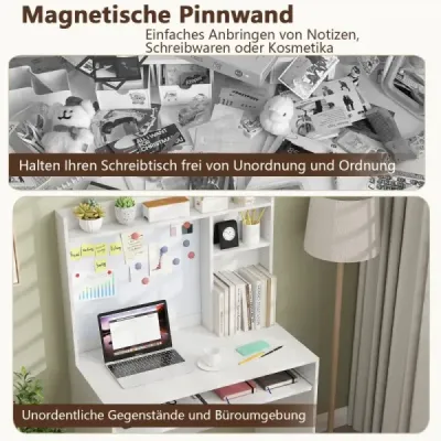 Počítačový stôl s magnetickou nástenkou Stôl do domácej kancelárie Moderný PC stolík biely Počítačový stôl s magnetickou nástenkou Stôl do domácej kancelárie Moderný PC stolík biely