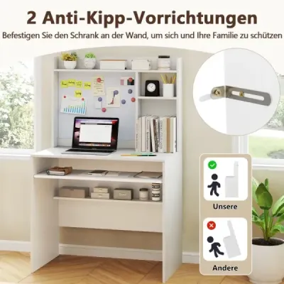 Počítačový stôl s magnetickou nástenkou Stôl do domácej kancelárie Moderný PC stolík biely Počítačový stôl s magnetickou nástenkou Stôl do domácej kancelárie Moderný PC stolík biely