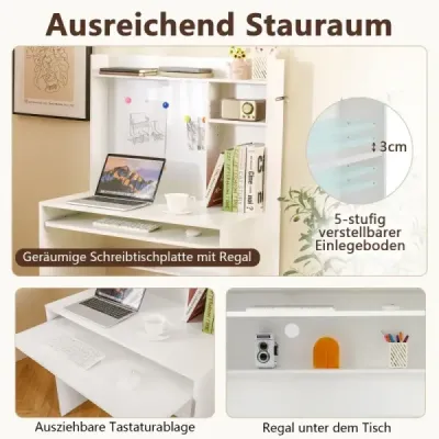 Počítačový stôl s magnetickou nástenkou Stôl do domácej kancelárie Moderný PC stolík biely Počítačový stôl s magnetickou nástenkou Stôl do domácej kancelárie Moderný PC stolík biely