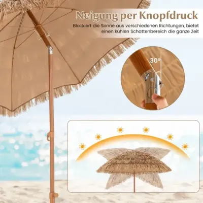 Plážový slnečník v havajskom štýle so skladacím stojanom a sklopným gombíkom a taška na prenášanie Tiki slnečník