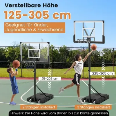 Outdoorový basketbalový kôš so stojanom a záťažovou taškou a basketbalovým stojanom s 2 sieťami