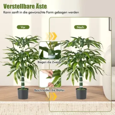 Sada 2 umelých rastlín Bambus 100 cm Umelý strom s črepníkom Umelá rastlina do domácej kancelárie Zelená