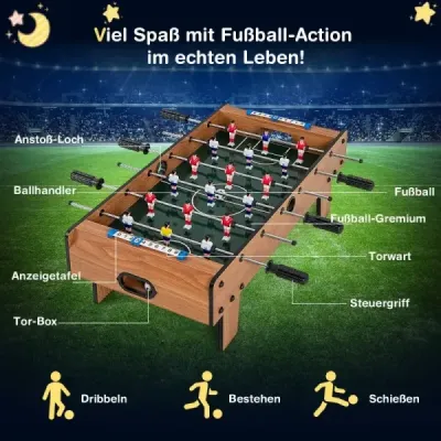 Futbalový stôl v izbovej veľkosti Priestorovo úsporný futbalový stôl s robustnou rukoväťou 69 x 36 x 24 cm