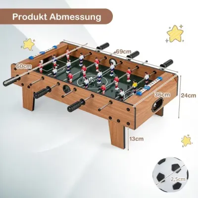 Futbalový stôl v izbovej veľkosti Priestorovo úsporný futbalový stôl s robustnou rukoväťou 69 x 36 x 24 cm