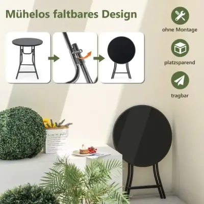 Ø 59 cm okrúhly bistro stôl s doskou z tvrdeného skla a robustným kovovým rámom