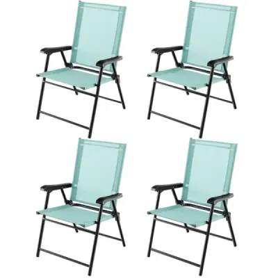 Sada 4 záhradných stoličiek, skladacích stoličiek s opierkami na ruky, balkónových stoličiek s látkou odolnou voči poveternostným vplyvom, mätovo zelená