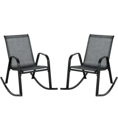 Sada 2 hojdacích kresiel s priedušným látkovým sedadlom Ergonomic Swing Black
