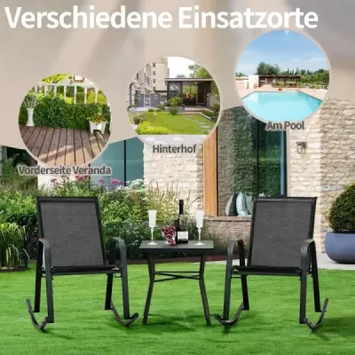 Sada 2 hojdacích kresiel s priedušným látkovým sedadlom Ergonomic Swing Black