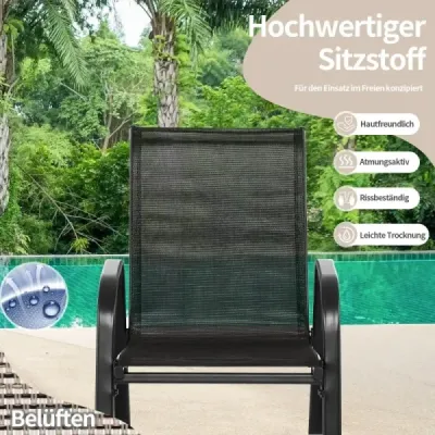 Sada 2 hojdacích kresiel s priedušným látkovým sedadlom Ergonomic Swing Black