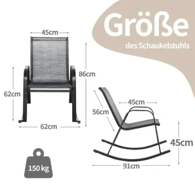 Sada 2 hojdacích kresiel s priedušným látkovým sedadlom Ergonomic Swing Grey