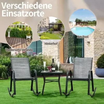 Sada 2 hojdacích kresiel s priedušným látkovým sedadlom Ergonomic Swing Grey