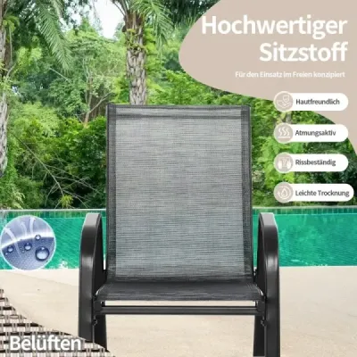 Sada 2 hojdacích kresiel s priedušným látkovým sedadlom Ergonomic Swing Grey