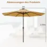 LED osvetlenie konzolový dáždnik okrúhly slnečník solárny záhradný dáždnik kľukový-béžový-ø 3M