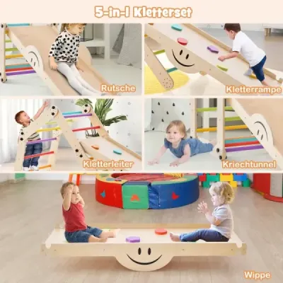 Skladacie drevené hračky pre lezcov s nastaviteľnou a obojstrannou montessori horolezeckou rampou