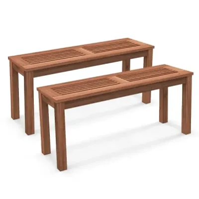 Záhradná lavica odolná voči poveternostným vplyvom 2-miestna lavica bez operadla drevená lavica do 150 kg 100 x 30,5 x 47 cm 2 kusy