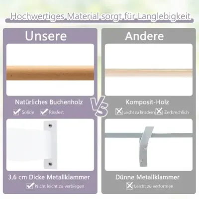 120 cm dlhá drevená baletná tyč vrátane montáže na stenu tanečná tyč natural